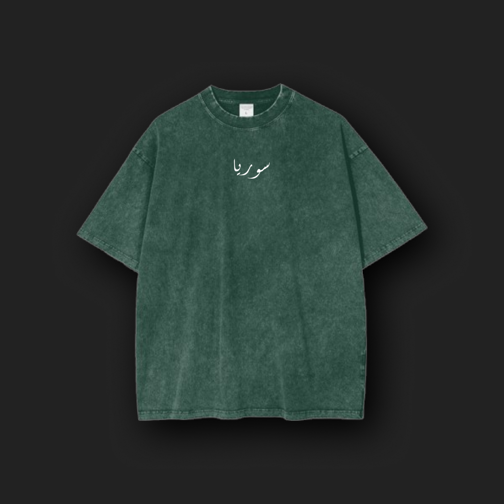 Syria Baladi Unisex Oversized Dark Green Washed Tee