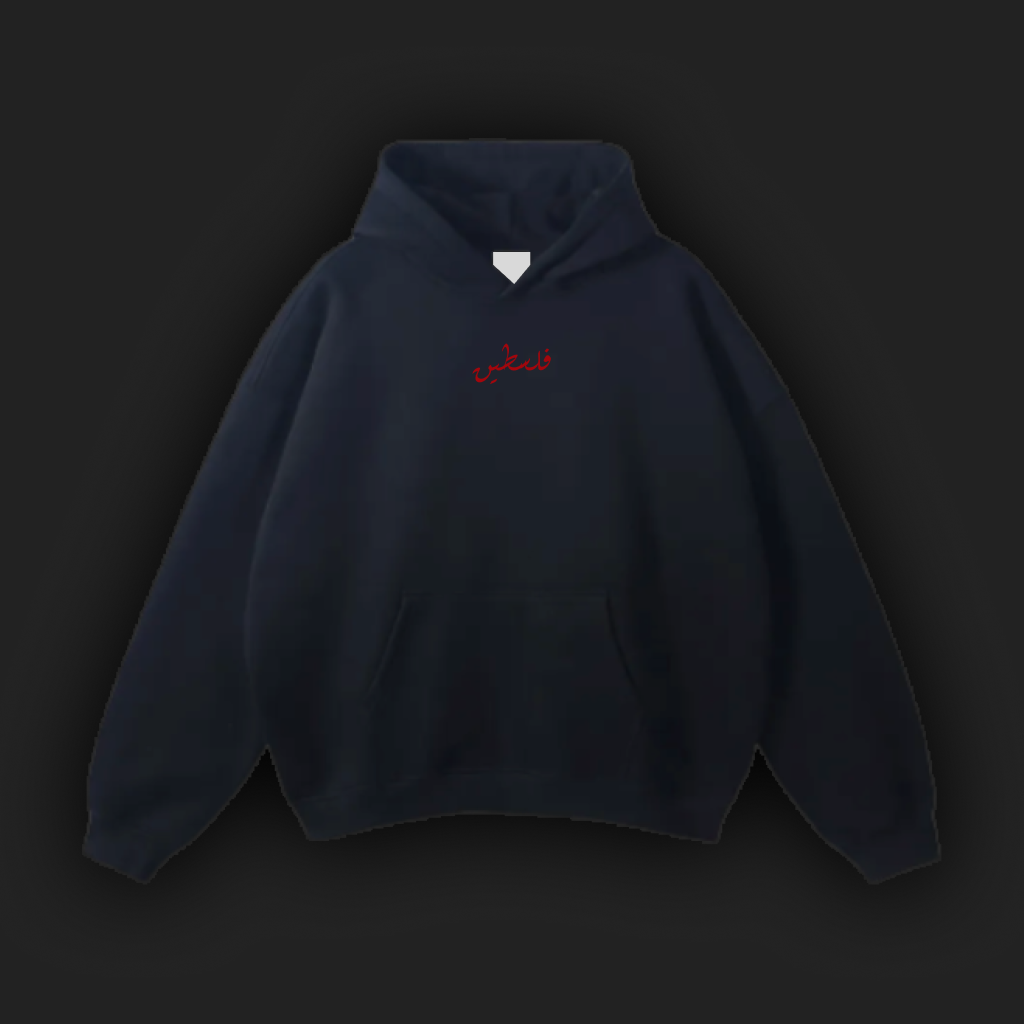 Palestine Baladi Unisex Oversize Black Fleeced Hoodie