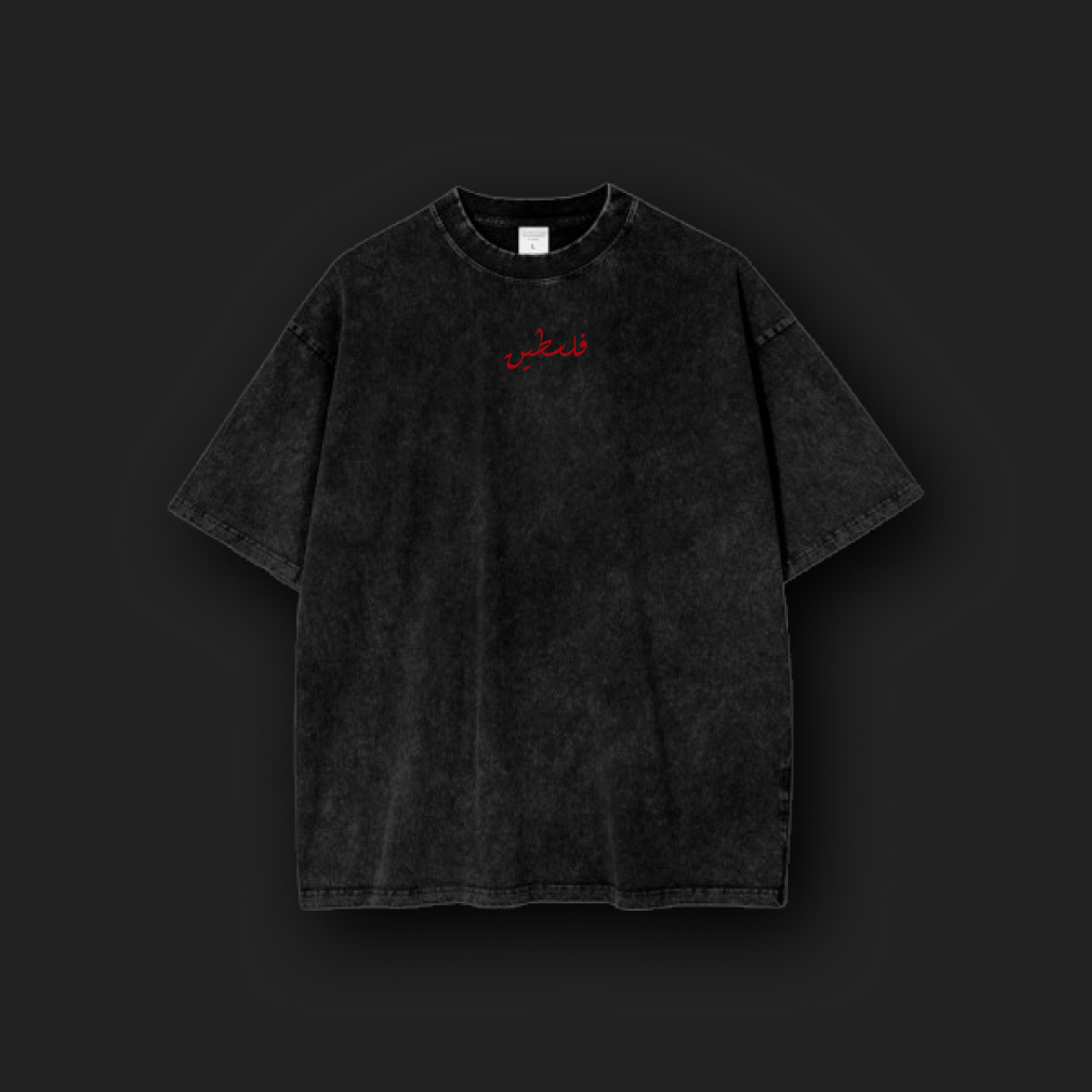 Palestine Baladi Unisex Oversized Black Washed Tee