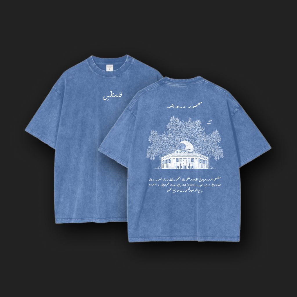 Palestine Baladi Unisex Oversized Light Blue Washed Tee