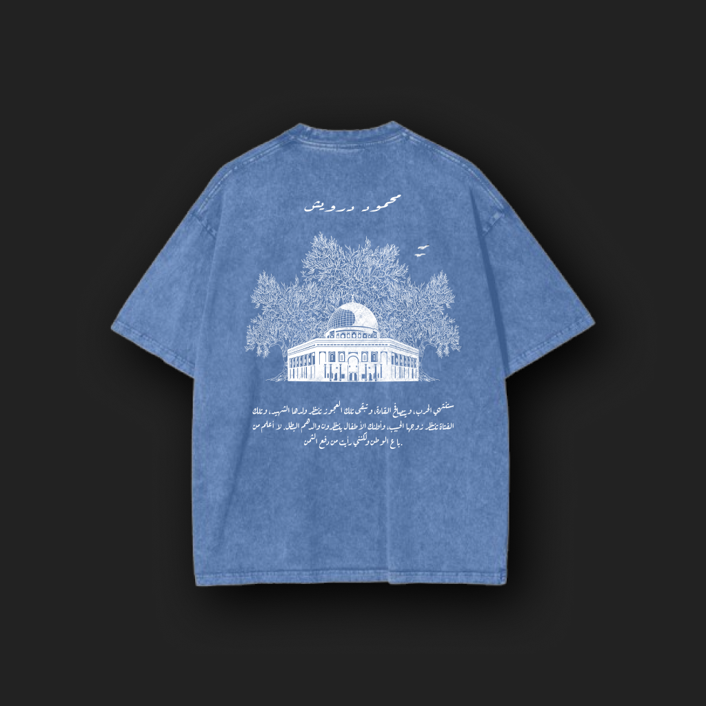 Palestine Baladi Unisex Oversized Light Blue Washed Tee