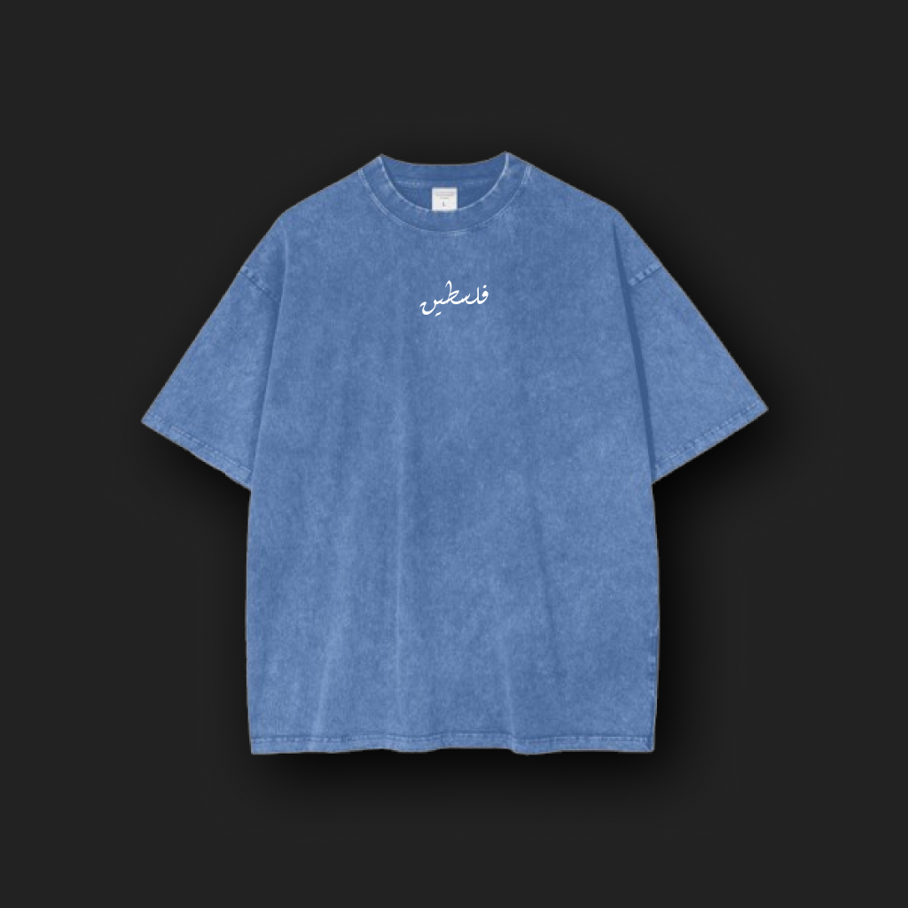 Palestine Baladi Unisex Oversized Light Blue Washed Tee